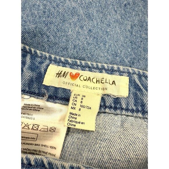 H&M X Coachella Women’s 8 Floral Embroidered Denim Skirt Cotton - Picture 7 of 8